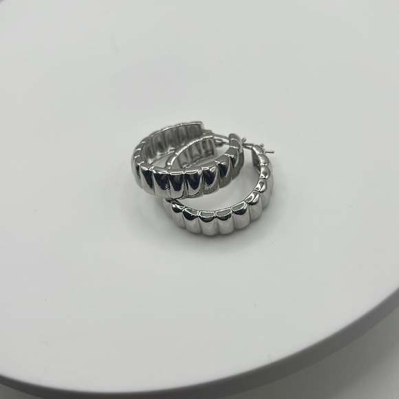 Silver Hoop Earrings - Picture 2 of 3